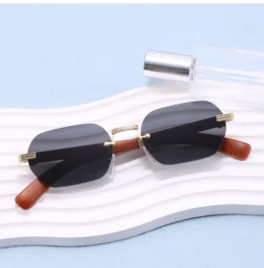 Factory Fashion Men’s Rimless Wood Grain Leg Sunglasses
