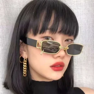 Factory Fashion Metal Sunglasses Women Custom logo Vintage Small Rectangle Frame Sun Glasses for Men