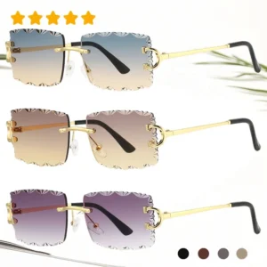 Factory New Arrivals Fashion Trend Custom Brand Italy Luxury Designer Diamond Cut Rimless Glasses Sunglasses for Men Women
