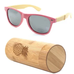 Factory direct engraving logo PC half frame unbleached bamboo sunglasses