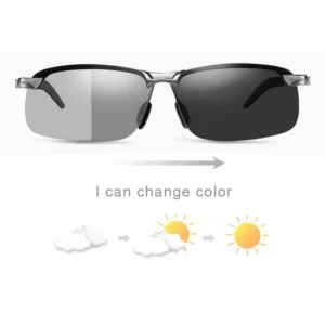 Fashion 3043 Metal Semi-rimless Photochromic Night Vision Sun Glasses Sport Polarized Sunglasses for Men