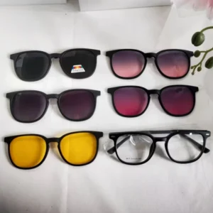 Fashion 5-in-1 Polarized Clip on Glasses Sunglasses for Men Women Fashion Magnet Driving Sun Glasses
