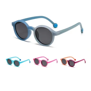Fashion Boys Girls Round Polarized Sunglasses UV400 Silicone Photochromic Legs Sunglasses for Kids 3~9 Years Old