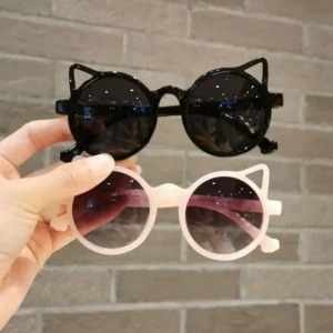 Fashion Cartoon Children Jelly Colorful Gradient Ocean Sunglasses Cat Ears Boys Girls Sunglasses Rimless Kids Sun Glasses