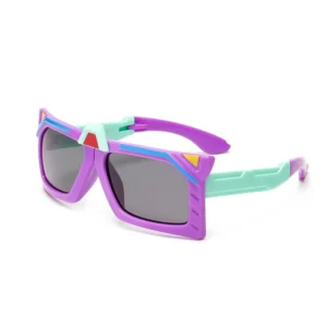 Fashion Children Silicone Shade Glasses Kids Cartoon Transformers Folding Sunglasses Polarized