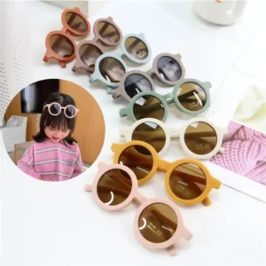 Fashion Children’s Sunglasses Infant’s Retro Solid Color Ultraviolet proof Round Convenience Glasses for Kids Sunglass