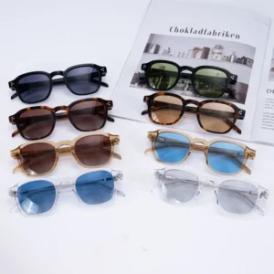 Fashion Color Lens Polarized Sun Shades Glasses Personality Designer Custom Logo Unisex Uv400 Square Bevel Acetate Sunglasses