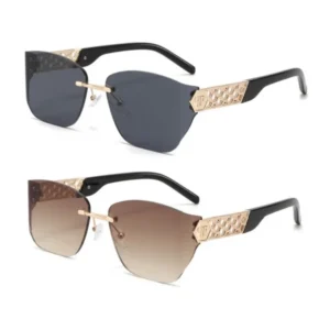 Fashion Cut Edge Eyewear Custom Gradient Lens UV400 Protection Shades Hollowed out Temple Design Square Sunglasses