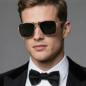 Fashion Designer Custom Logo Square Metal Double Bridge Punk Style UV400 Sunglasses for Men