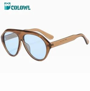 Fashion Designer Vintage Sunglasses for Men Women Round Full Rim Metal Frame UV400 Protection Luxury Glasses Case Blue Gray