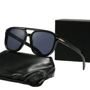 Fashion Double-Beam Rivet UV400 Sunglasses Large Frame Pilot Men’s High-End Feel Lady