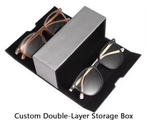 Fashion Double Layer Glasses Case Packaging Retro Folding Box Sunglasses Pouch PU Leather Case Custom Logo