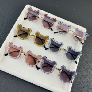 Fashion Girls Polarized Sun Glasses with Cute Ears Shape Red Frame UV400 Baby Eyewear for Children