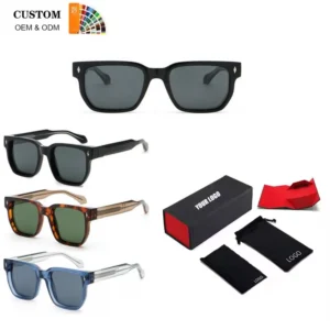 Fashion Glasses Acrylic Rectangular Thick Frame Sunglasses Men Retro Polarized Custom logo Sunglasses Ladies