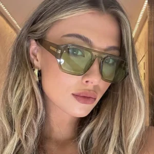 Fashion Green Orange Black Tortoise Colors Sunglasses UV400 Tinted Lens Double Bridges Frame Plastic Shades for Unisex