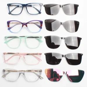 Fashion High Quality Assorted Colors Models Clip on Acetate Sunglasses Many Designs Mixed Unisex Acetate Sunglasses in Stock