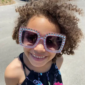 Fashion Kids Sunglasses for Boys Girls Diamond-studded Eyewear UV400 Lens PC Frame Bling Bling Style Children Sunglasses
