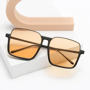 Fashion Large Frame Metal UV400 Sunglasses with Custom Logo Unisex Luxury Outdoor Shade Black Frame AC Lenses