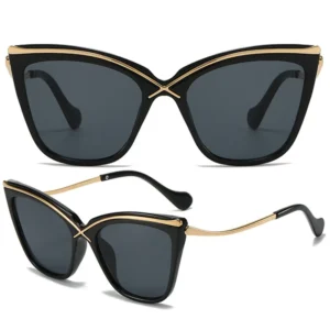 Fashion Leopard Print Cat Eye Sunglasses Unisex UV Protection Gold Frame Sunglasses