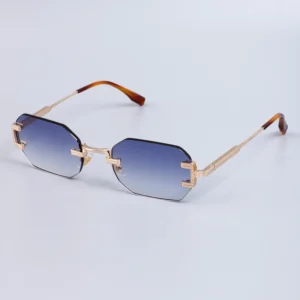 Fashion Luxury Design Sunglasses Metal Frame Rimless Nylon Polygon Gradient Lenses Elegant Style Shades