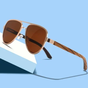 Fashion Luxury Sun Glasses Customized logo Wooden Temples Frameless Design Polarized Sunglasses