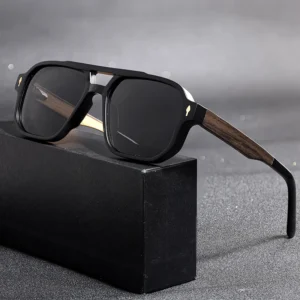Fashion Men Polarized Sunglasses Retro Luxury Solid Wood Temple Sun Glasses Women Driving Party Glasses