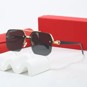 Fashion Men’s Square Sunglasses UV400 Protection Outdoor Half Frame Luxury Designer Sunglasses