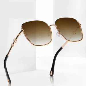 Fashion Metal Square Frame Sunglasses Ladies Large Frame Thin Sunscreen Sunglasses