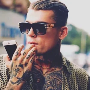 Fashion Metal Vintage Square Punk Personalized Men Sunglasses