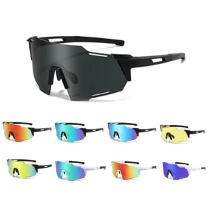 Fashion Outdoor Sport Bicycle Baseball Sunglasses Custom Logo Men Frameless PC Lens Running UV400 Waterproof Black Frame
