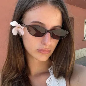 Fashion Oval Small Frame UV400 Sunglasses Women’s New European American Ins Street Photoshoot Personalized Trendy