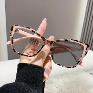 Fashion Photochromic Cat Eye Women Spectacles Anti Blue Light Glasses Computer Eyeglasses Frames Ambermatic Glasses