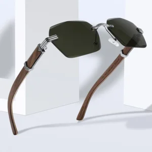 Fashion Polygon Frameless Sun Shades Wooden Frame Sunshade Sunglasses