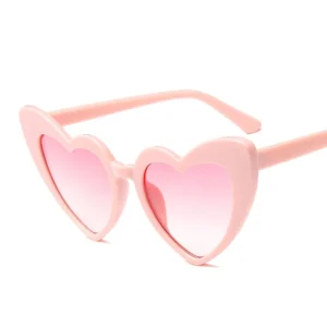 Fashion Popular Custom Logo Solid Color Plastic Frame UV 400 Sunglasses Love Heart Shaped Sun Glasses