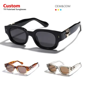 Fashion Retro Custom Logo Designer TR90 Frames Outdoor Trendy Polarized Sunglasses for Men Women