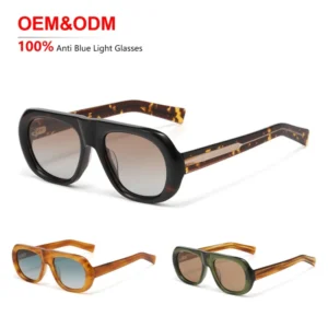 Fashion Retro Eyewear for Men Women Unisex Acetate Sunglasses Eyeglass Frame Polarized Lenses OEM Custom Thick