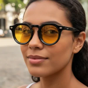 Fashion Retro Round Rice Nail Sun Glasses Trendy Design Party Riding Outdoor Sunshade Sunglasses Unisex
