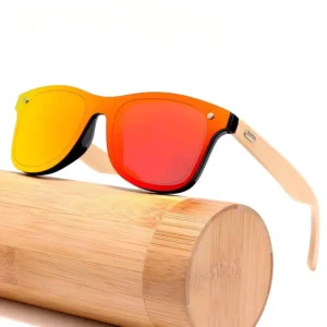 Fashion Rimless Oval Integrated Bamboo Wooden Sunglasses Women Rivet Design Bamboo Temple Sun Glasses for Men Women