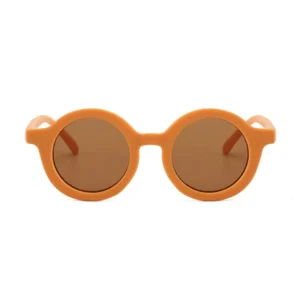 Fashion Round Sunglasses for Kids UV400 Eyewear with Cute Vintage Resin Frame Green Yellow Red Pink Coffee for Boys Girls