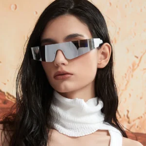 Fashion Shield Frameless Sunglasses Women Designer Retro Frames Eyewear Custom Mirror Sunglasses