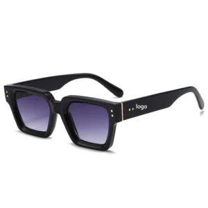 Fashion Square Luxury Custom Logo Shadow Women Men’s Black Sunglasses UV400
