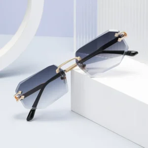Fashion Square Serpentine Metal Cut Edge Unisex Sunglasses Cross Border Frameless UV Protection