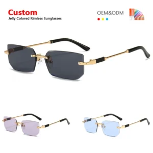 Fashion Sunglasses European and American Personalized Jelly Color Sunglasses Women’s Street Shot Rimless Glasses