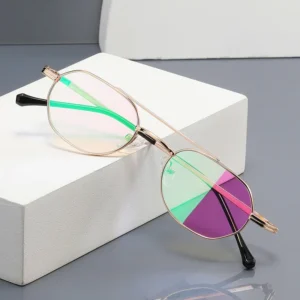 Fashion Sunglasses Full Rim Metal Frame Colored Film UV400 Polarized Lenses Oval Transparent