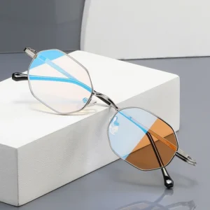 Fashion Sunglasses Full Rim Metal Frame Colored Film UV400 Polarized Lenses Oval Transparent