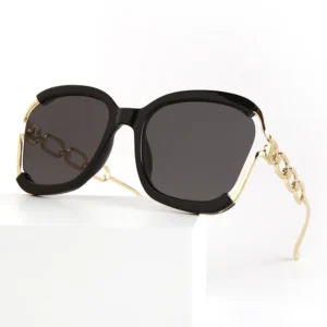 Fashion Sunglasses High Sense Women’s Sunshade New Classic Big Frame Sunglasses Hollow Metal Chain Temple M6115
