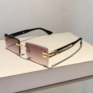 Fashion Sunglasses Men Custom LOGO Driving UV400 European&American Simple Trend Frameless Metal Square Designer Sunglasses Women