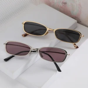 Fashion Sunglasses Women Outdoor Driving Shades Small Rectangular Eyeglasses Frames Lightweight Metal Designer Sunglasses Men