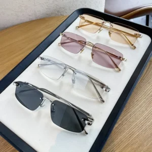 Fashion Sunglasses for Women Everyday Sun Shades Lightweight Frameless Small Square Metal Sunglasses for Men