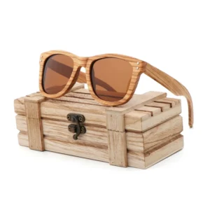 Fashion TAC Lens Gradient Bamboo Wood Glasses Custom Logo Men Wooden Sunglass